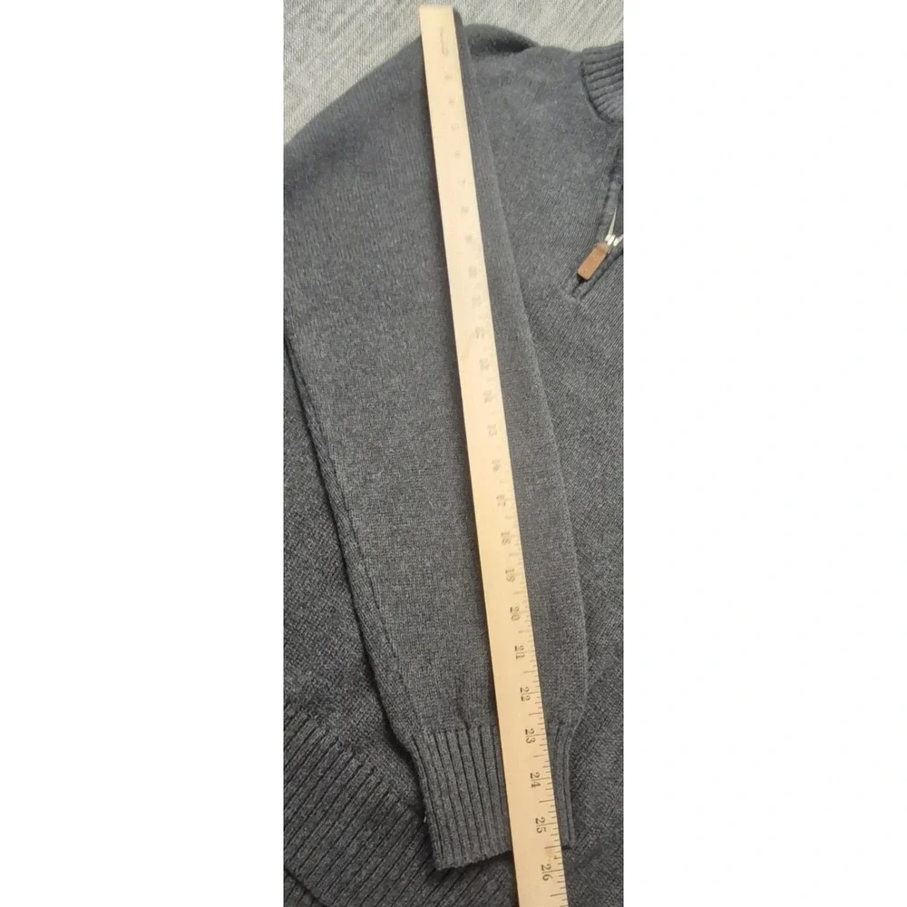 St Johns Bay men's gray 1/4 zip sweater XL 100% Cotton Mock Neck Pullover